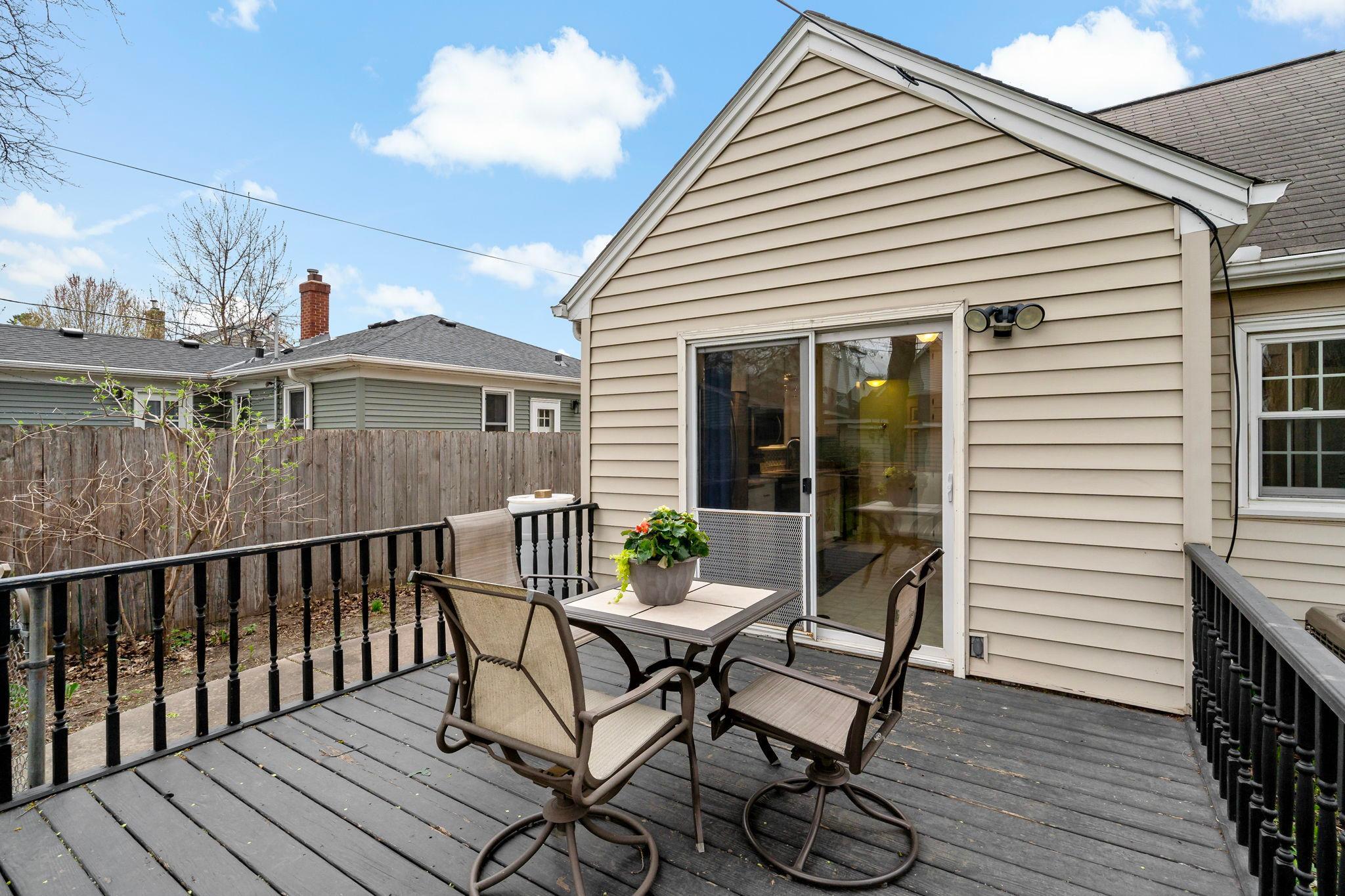 Step out the kitchen to the big deck.