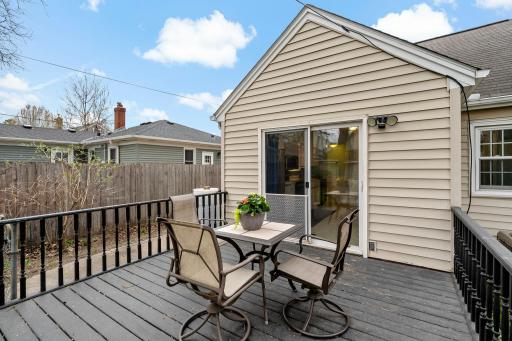 Step out the kitchen to the big deck.
