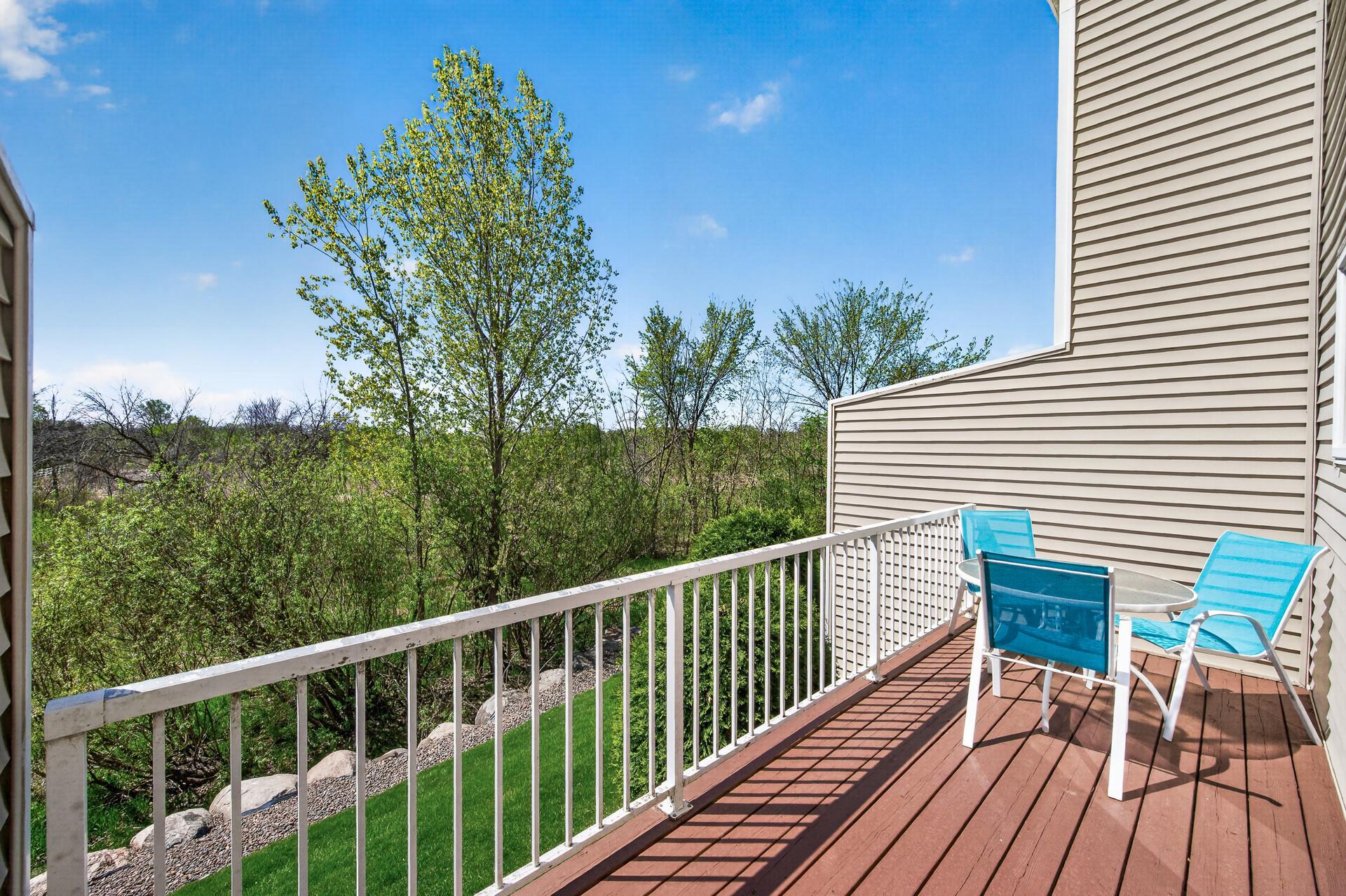 Spacious deck looking at beautiful landscape
