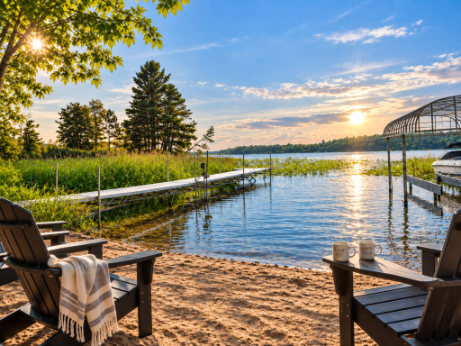 Swimmable shoreline with 2 docks, virtually staged beach chairs