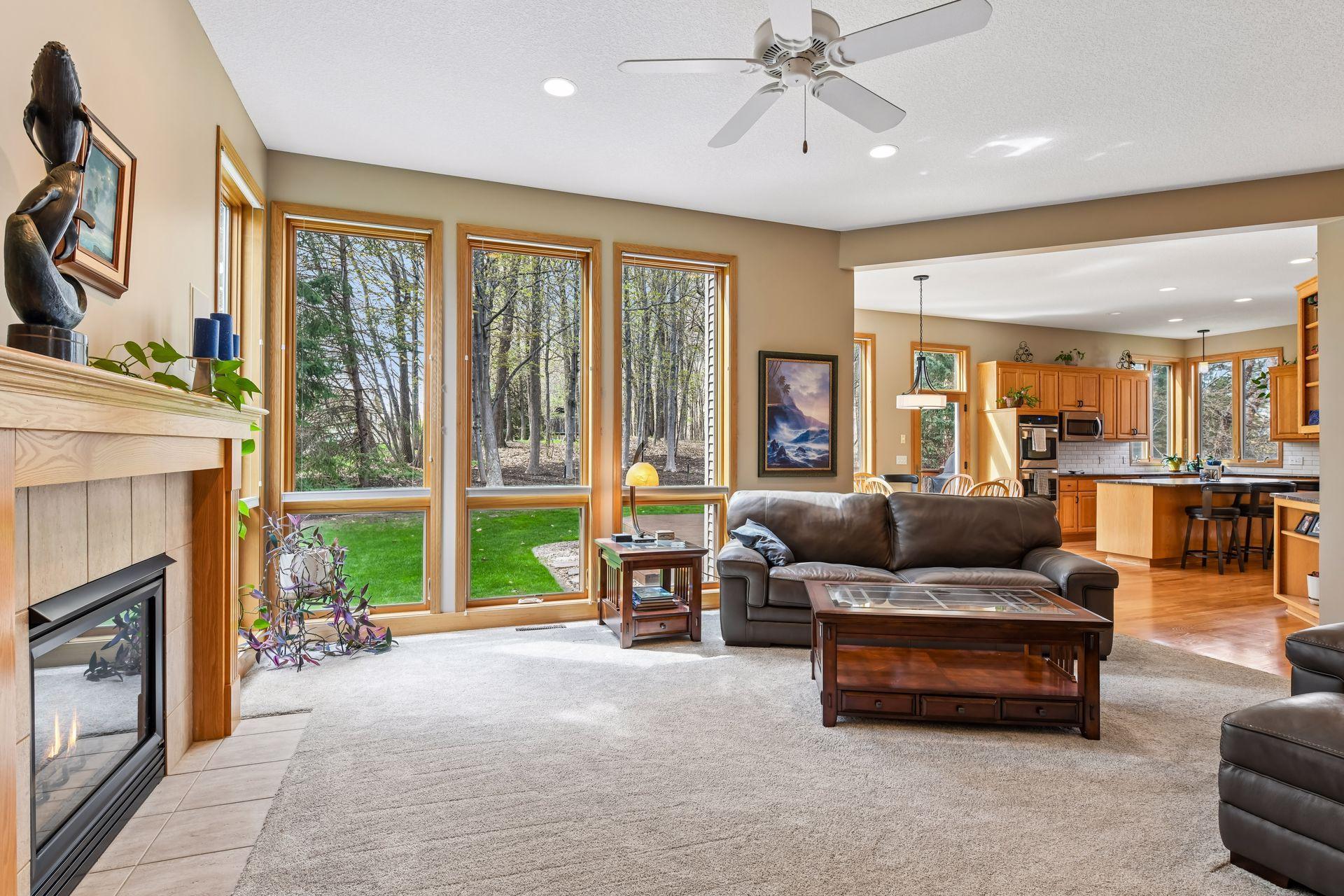 The kitchen and family room connect seamlessly, creating an ideal space for entertaining.