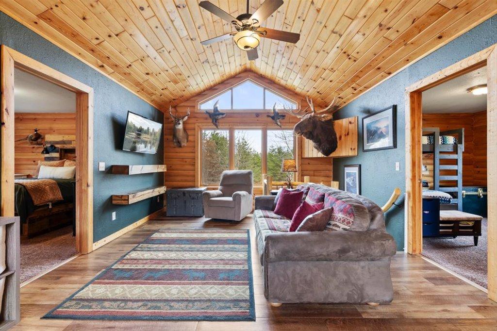 Living room overlooking backyard