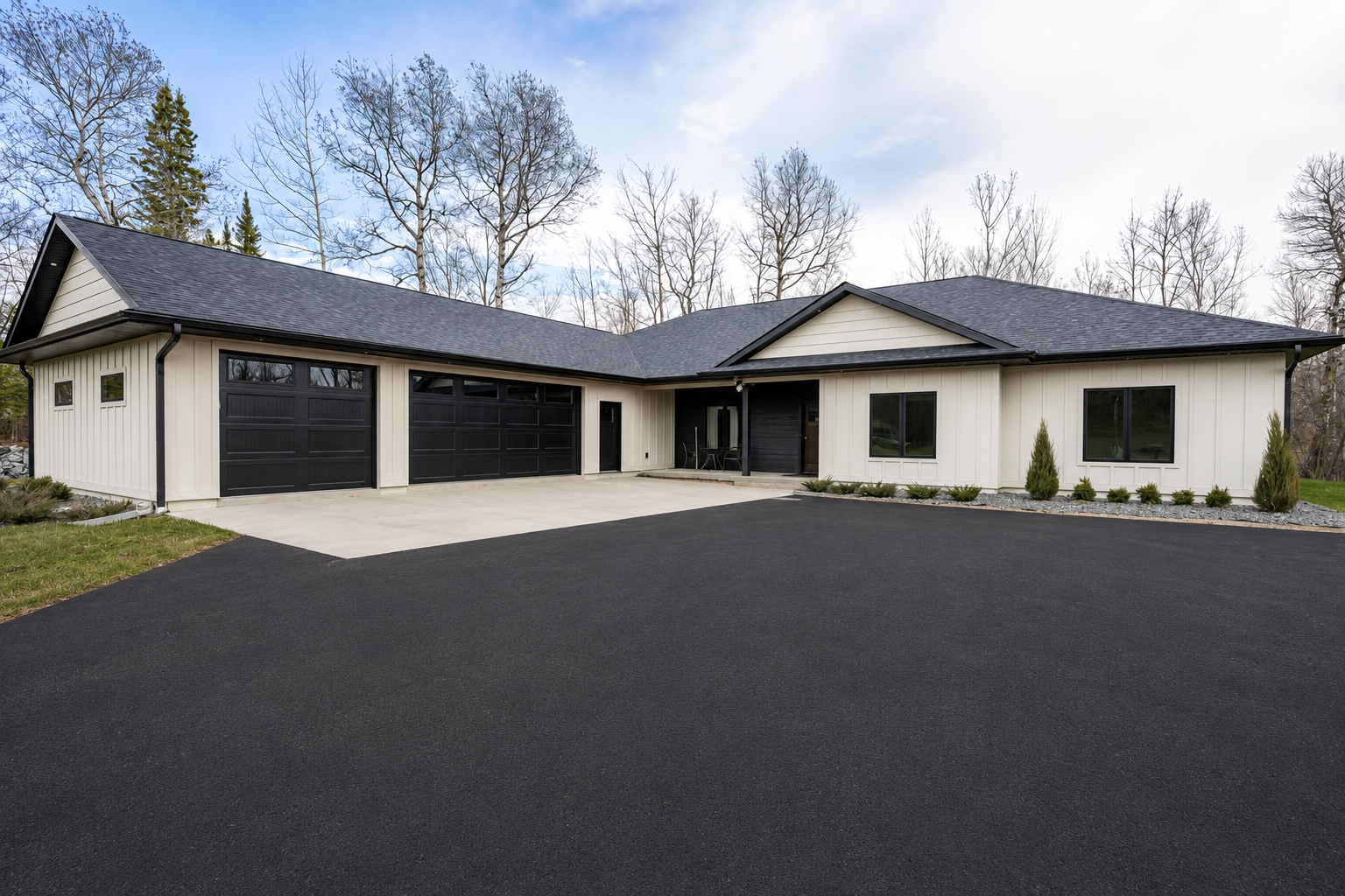 Driveway and concrete apron have been AI generated.
