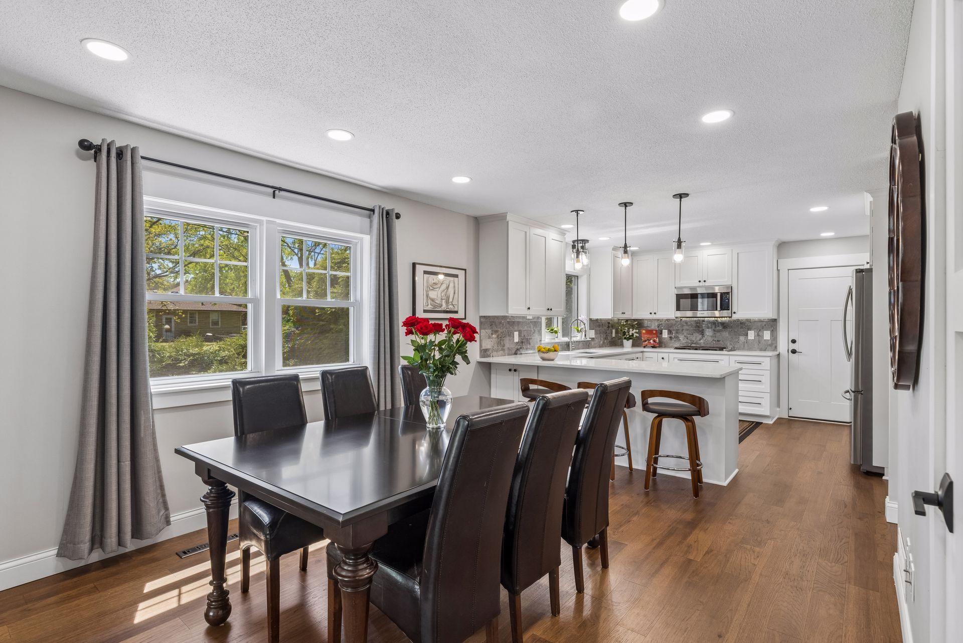Eat in kitchen flows into dining area