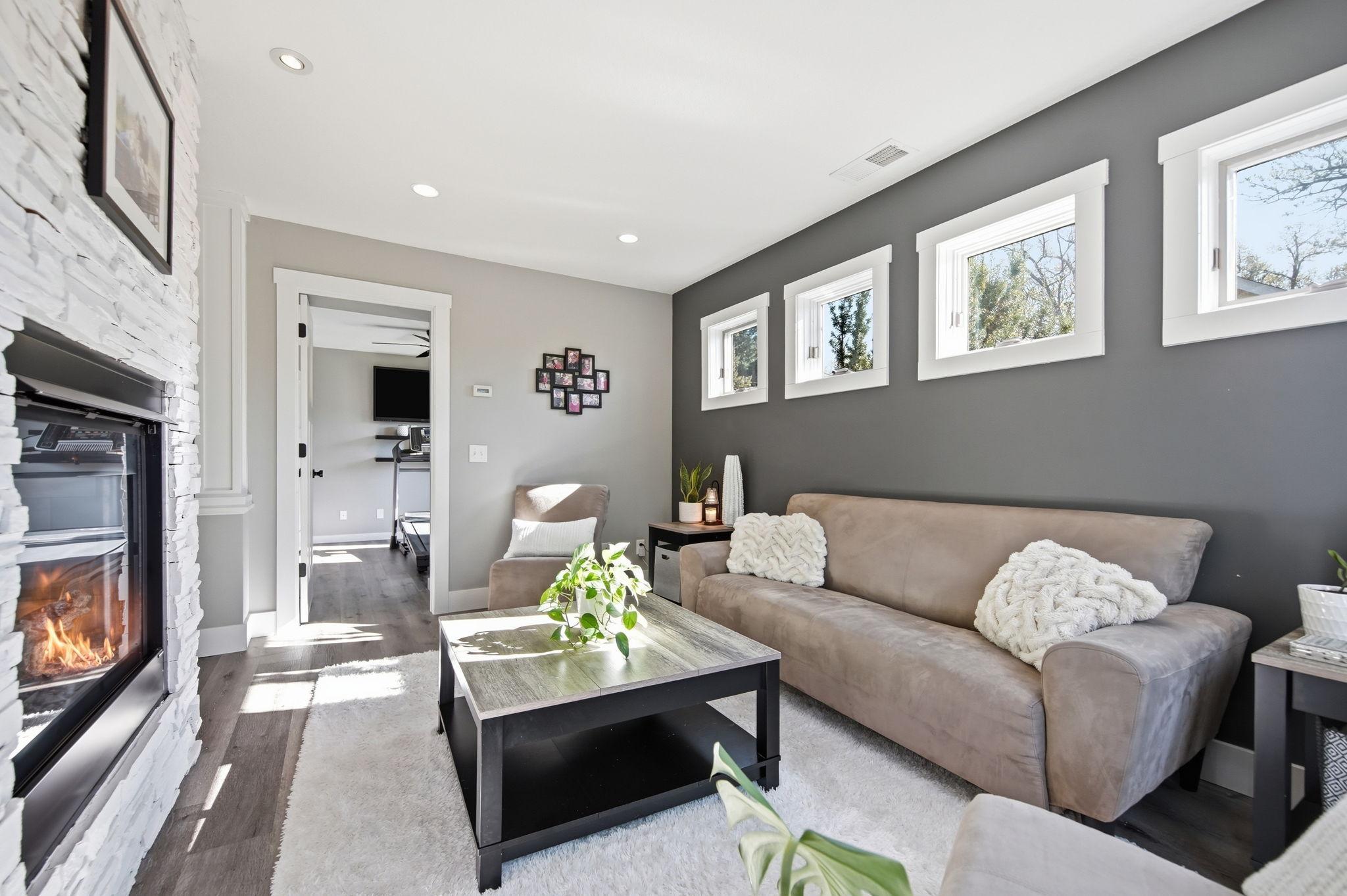 Walk around into the sun room...