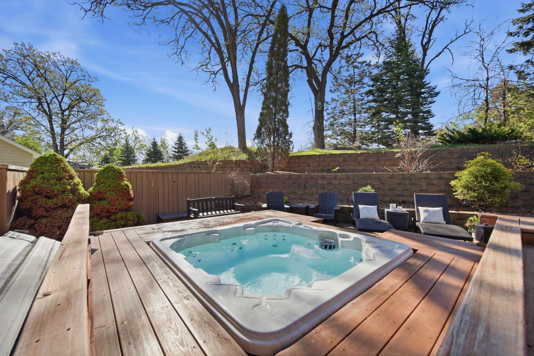 Enjoy the eight-person outdoor spa