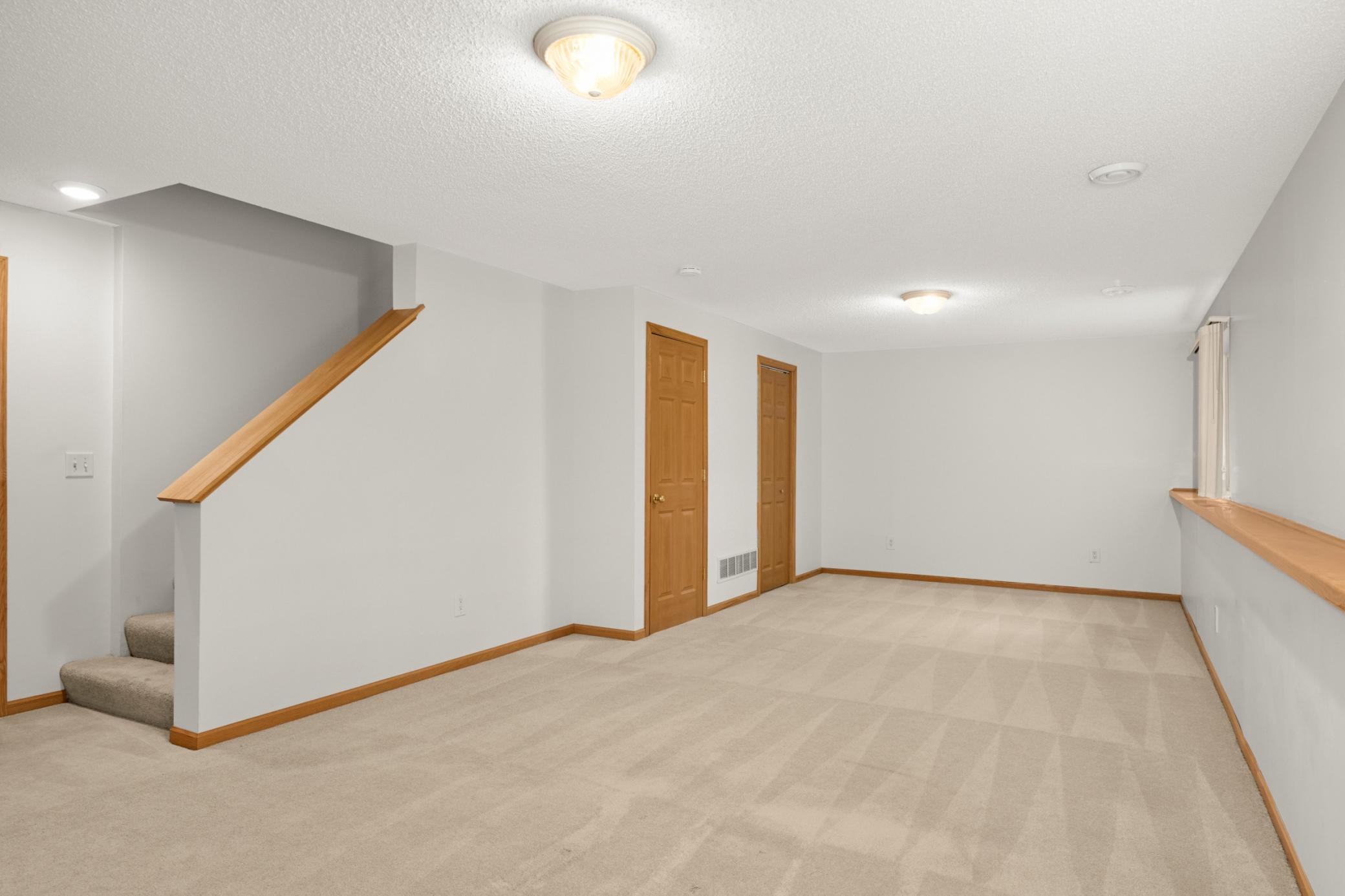 More finished space in the lower level, including a family room and 3/4 bathroom