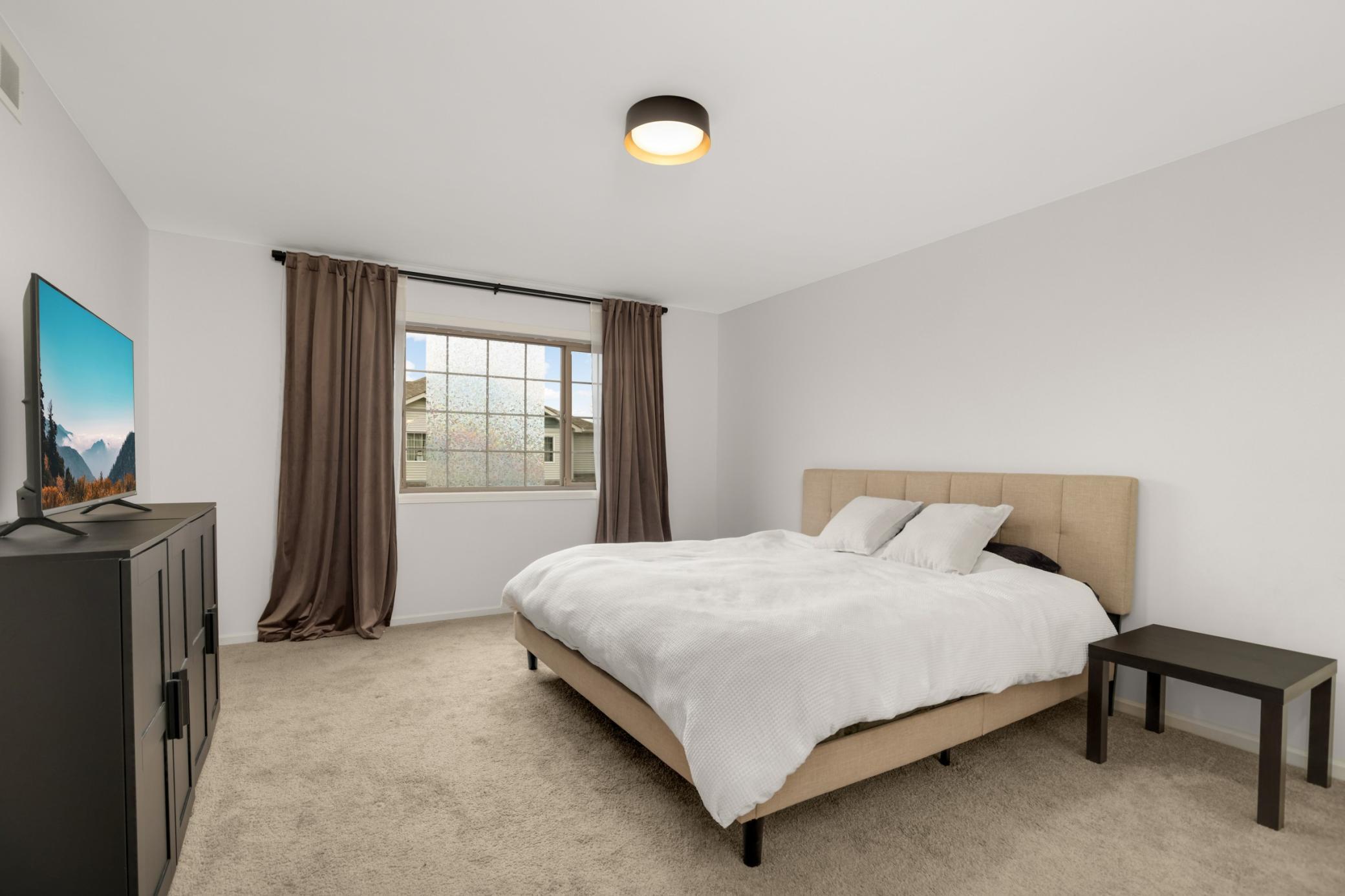 Large primary bedroom--plenty of space for a king size bed