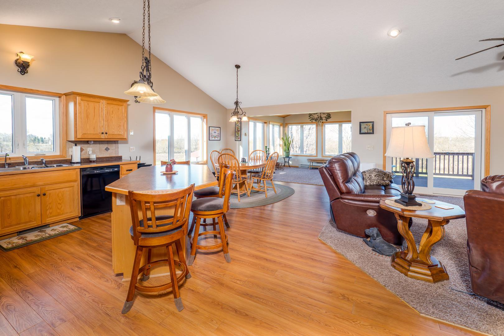View of the Kitchen looking towards the sunroom.