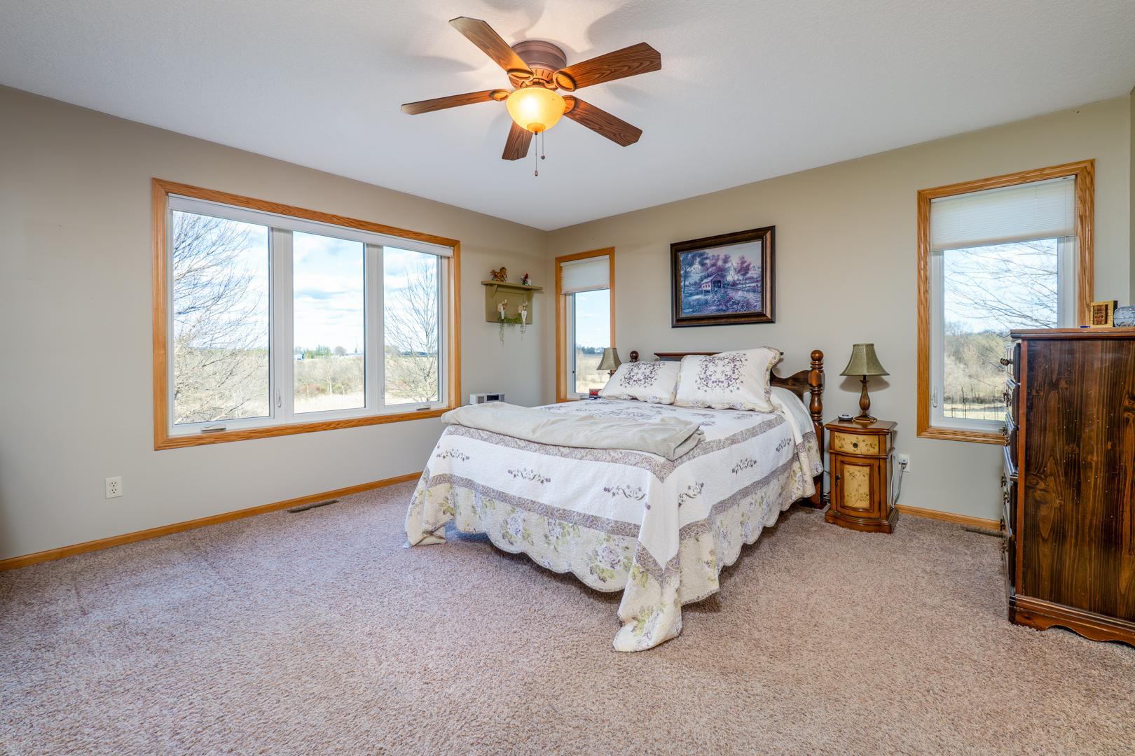Primary bedroom with great views