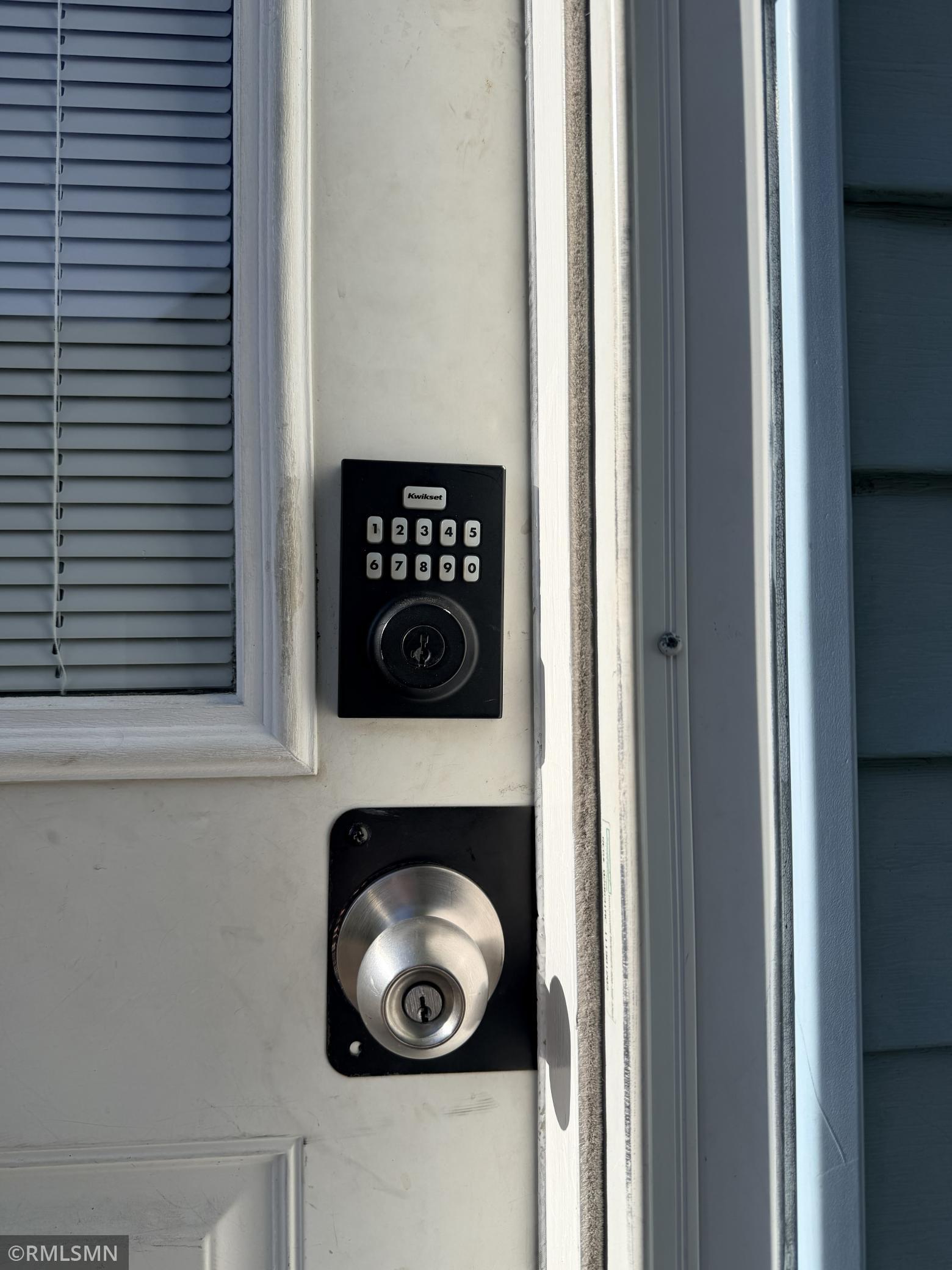 Side door has electronic lock with up to five codes and you can program any key in the door!