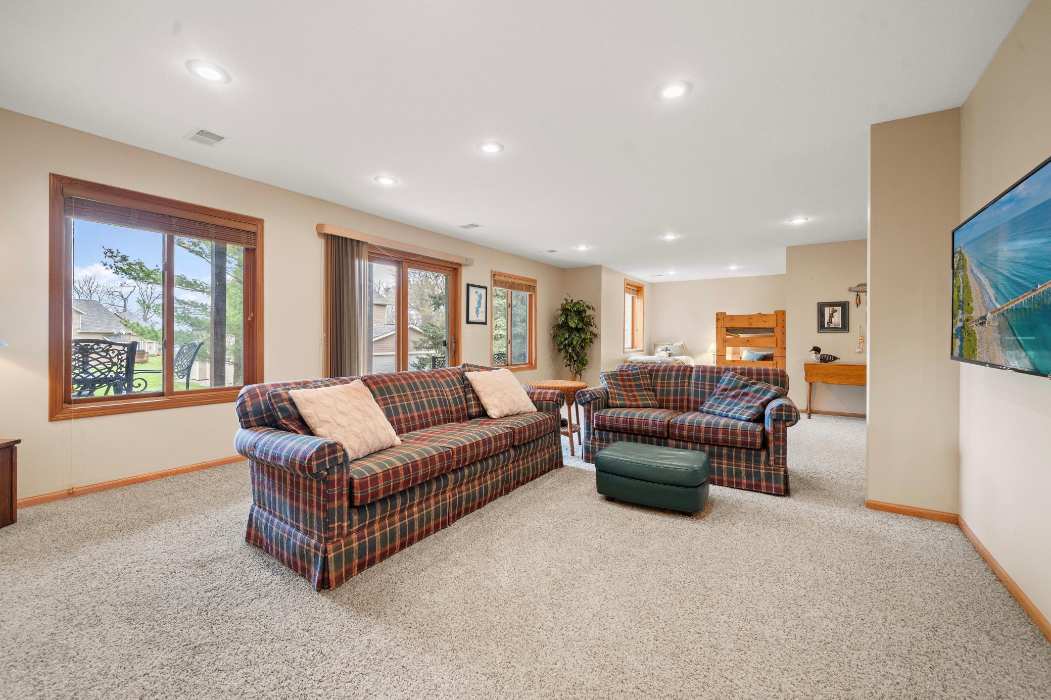 Spacious lower level with walk-out access to the patio