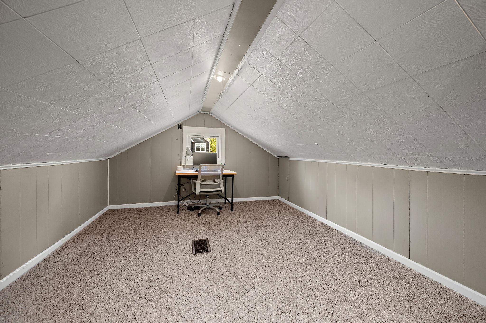 Large 1/2 story can be used for 3rd bedroom retreat/home office or whatever you need.