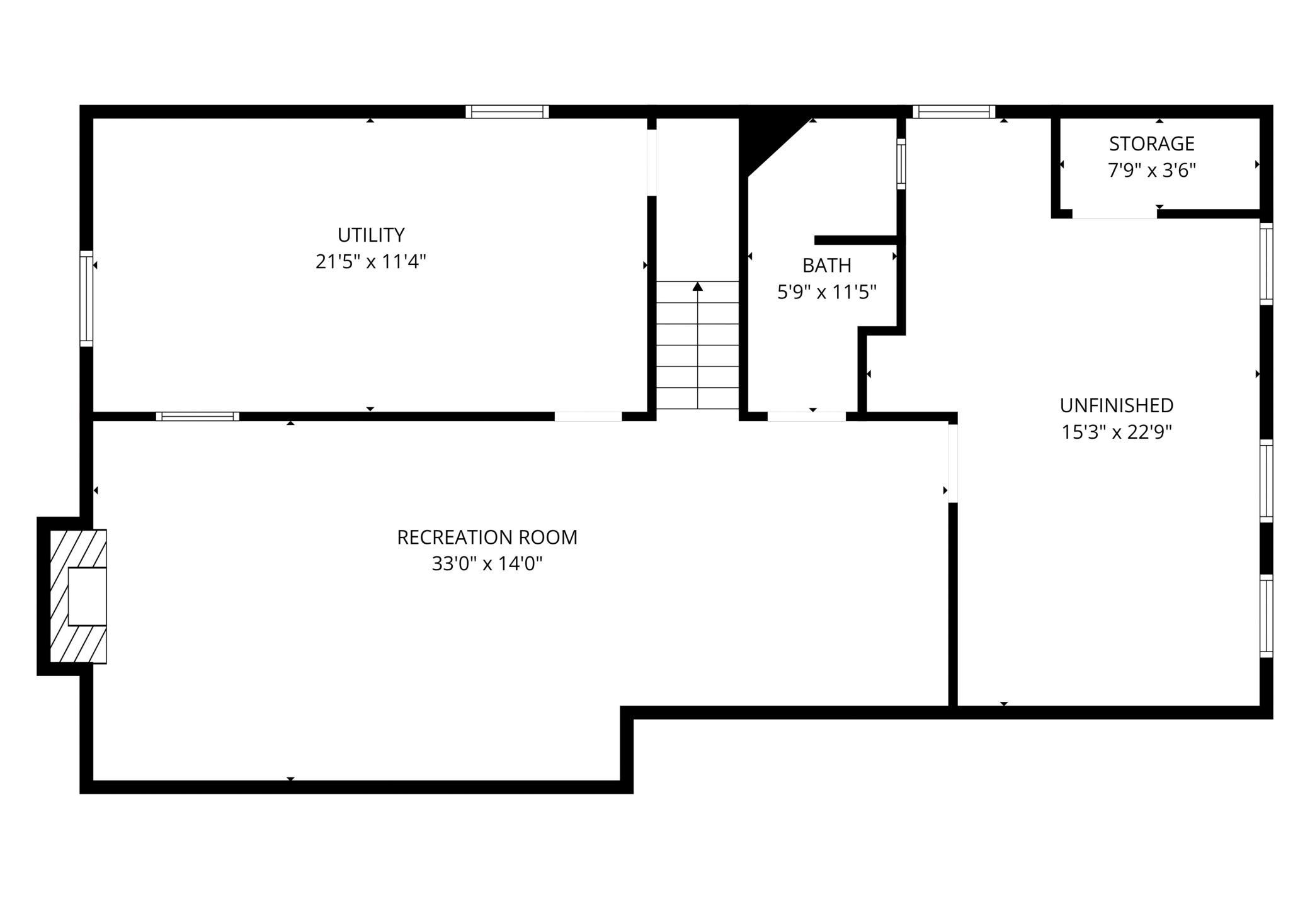 Lower level floor plan.