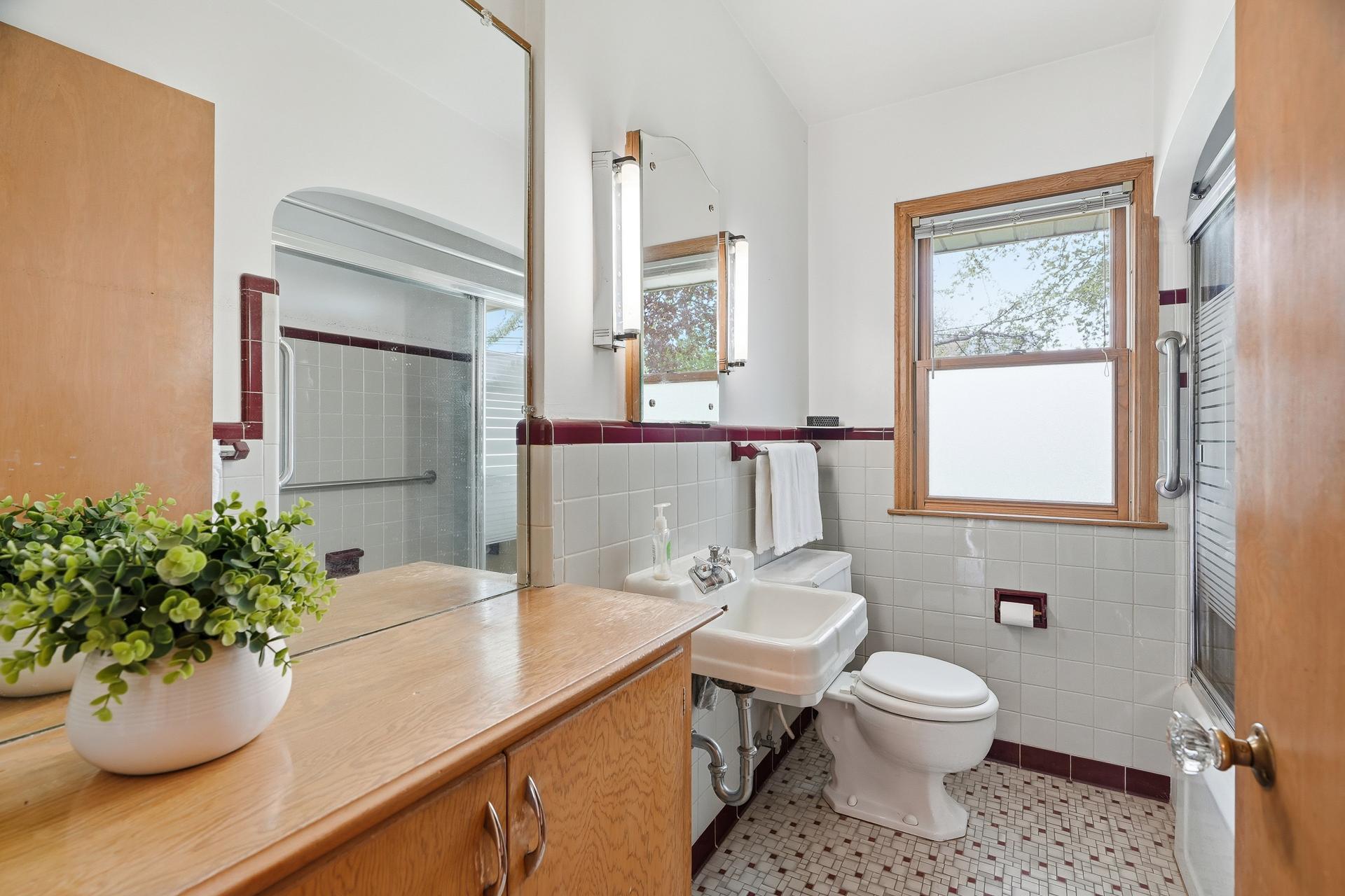 Main floor bath with vintage tile.