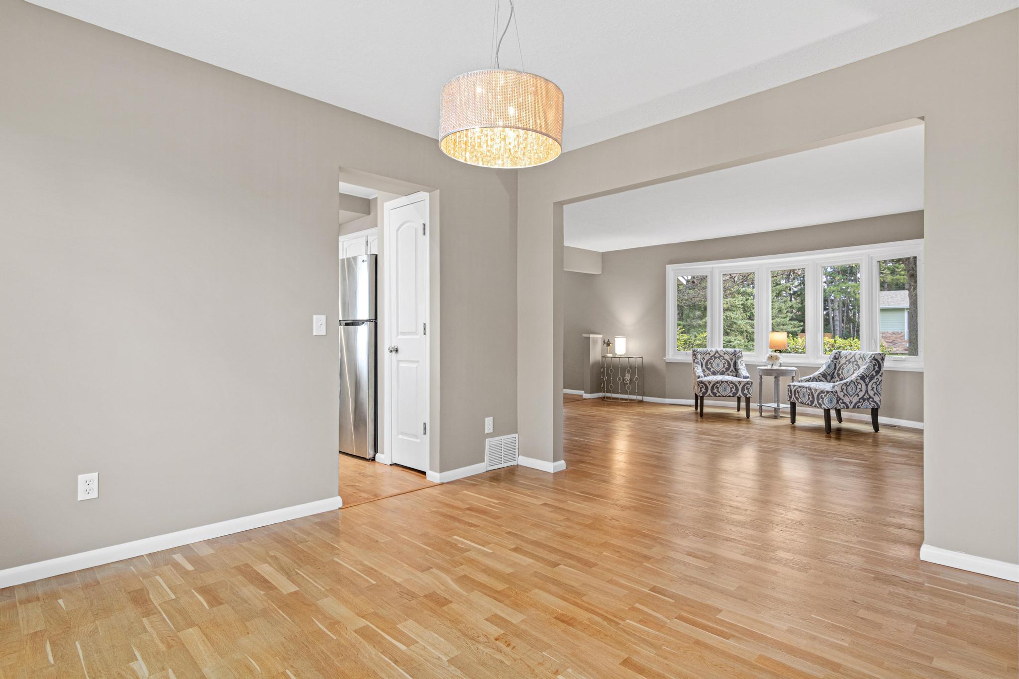 View from the informal dining room to the living room.