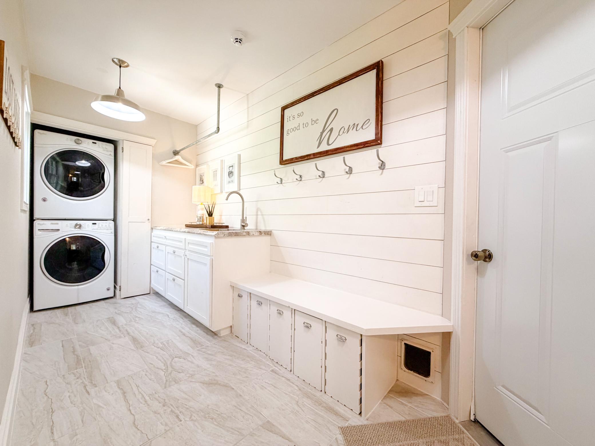 Boot/coat storage in mudroom/laundry room