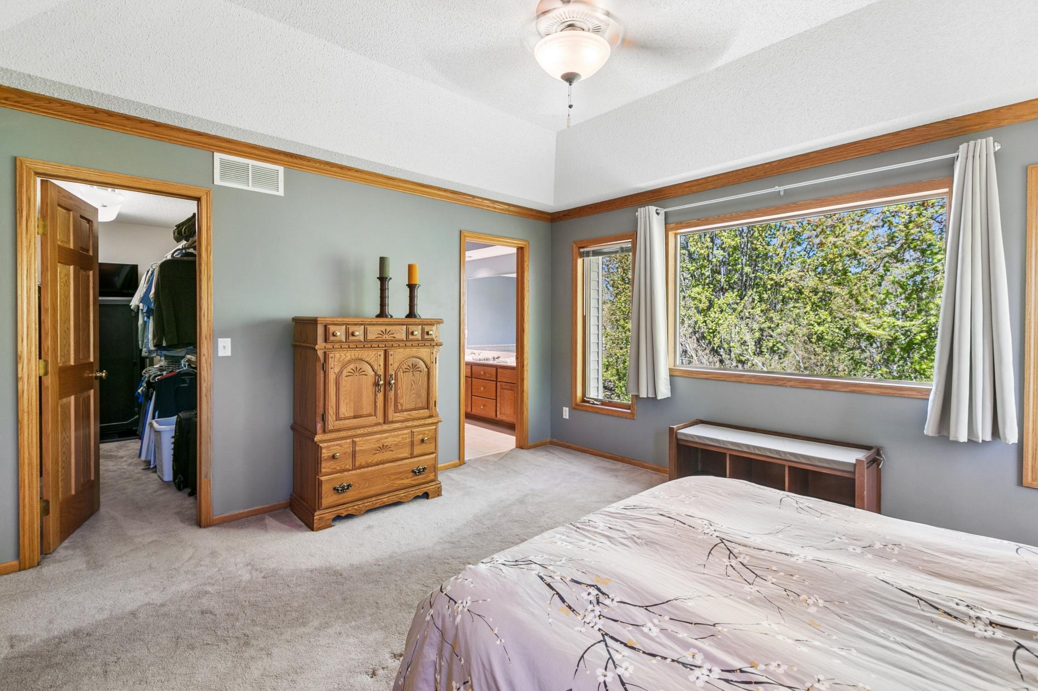Primary Bedroom with View to Closet & Bathroom