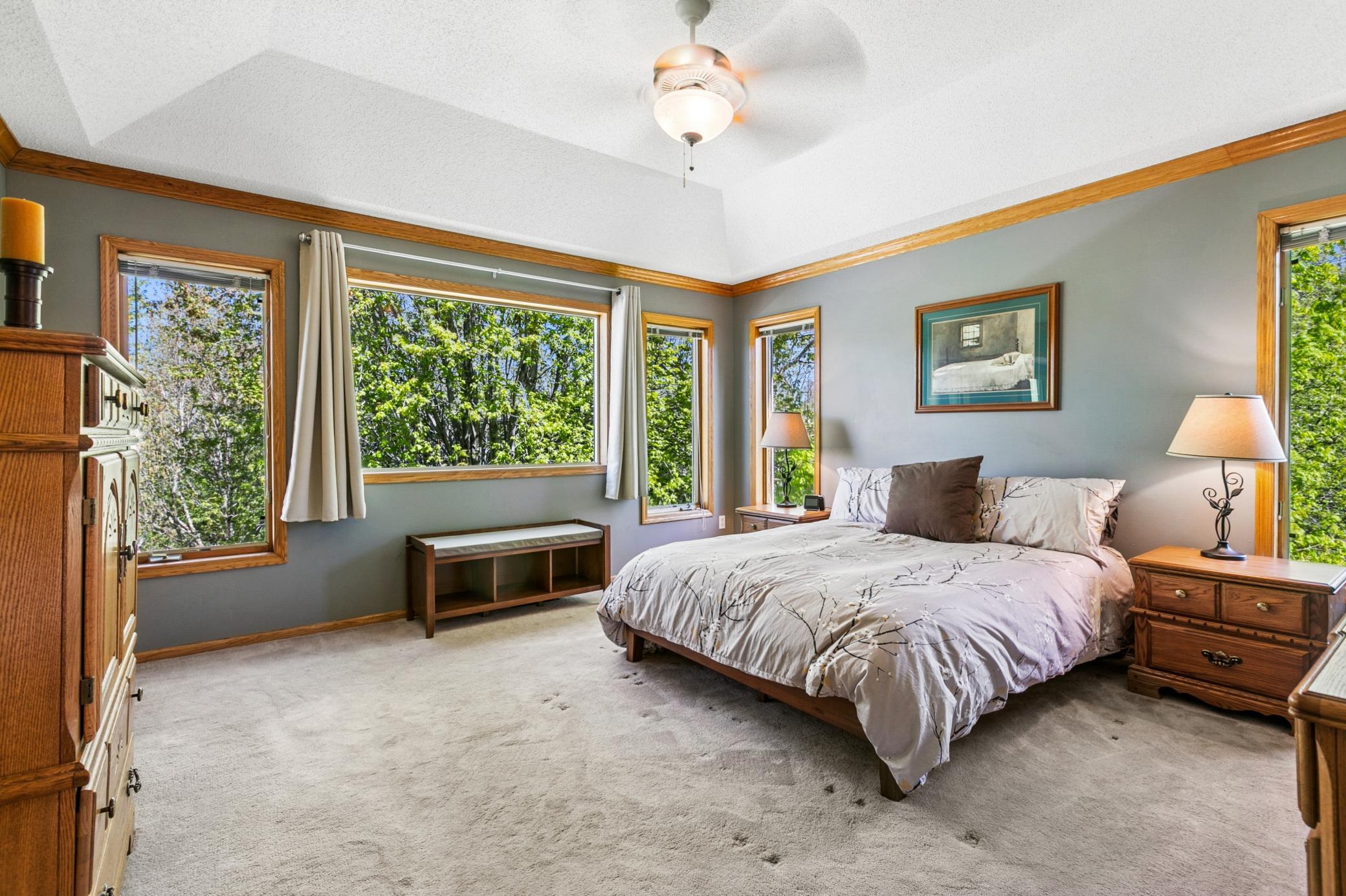 Upper Level Primary Bedroom with new Main Window