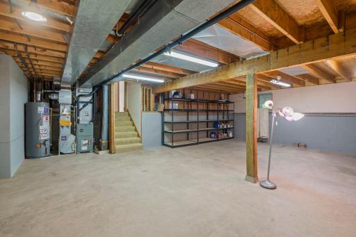 Extensive basement panorama displaying the sheer scale of the lower level and dedicated mechanical zone.