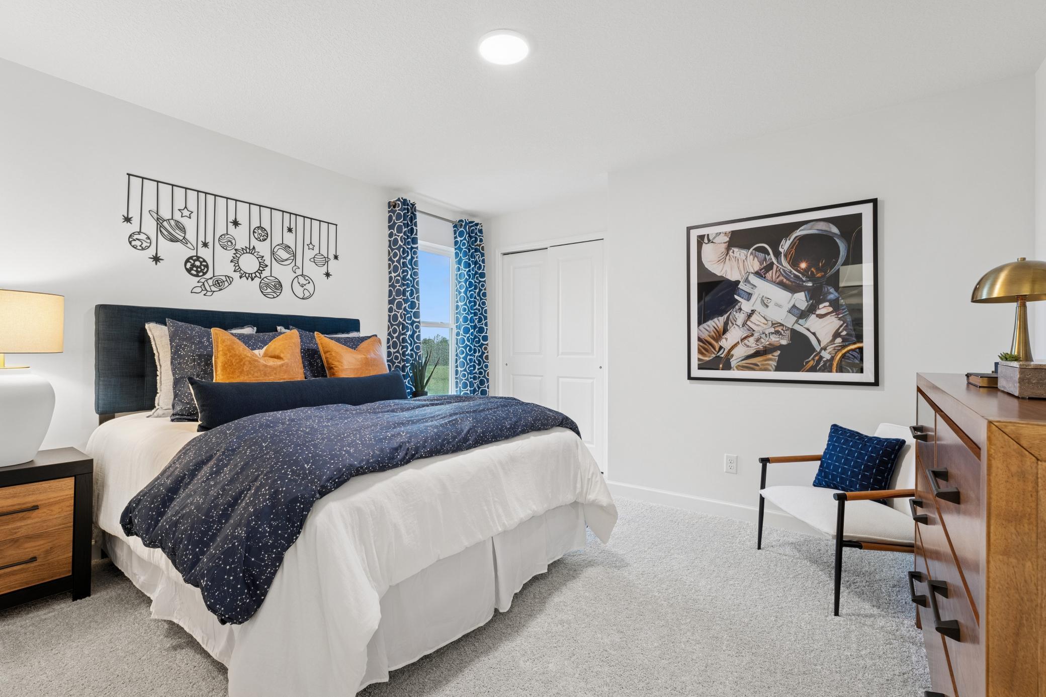 Each of the home's secondary bedrooms on the upper level come perfectly sized and all feature a spacious closet.