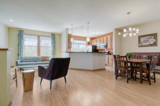 Open concept to dining, living rm and office