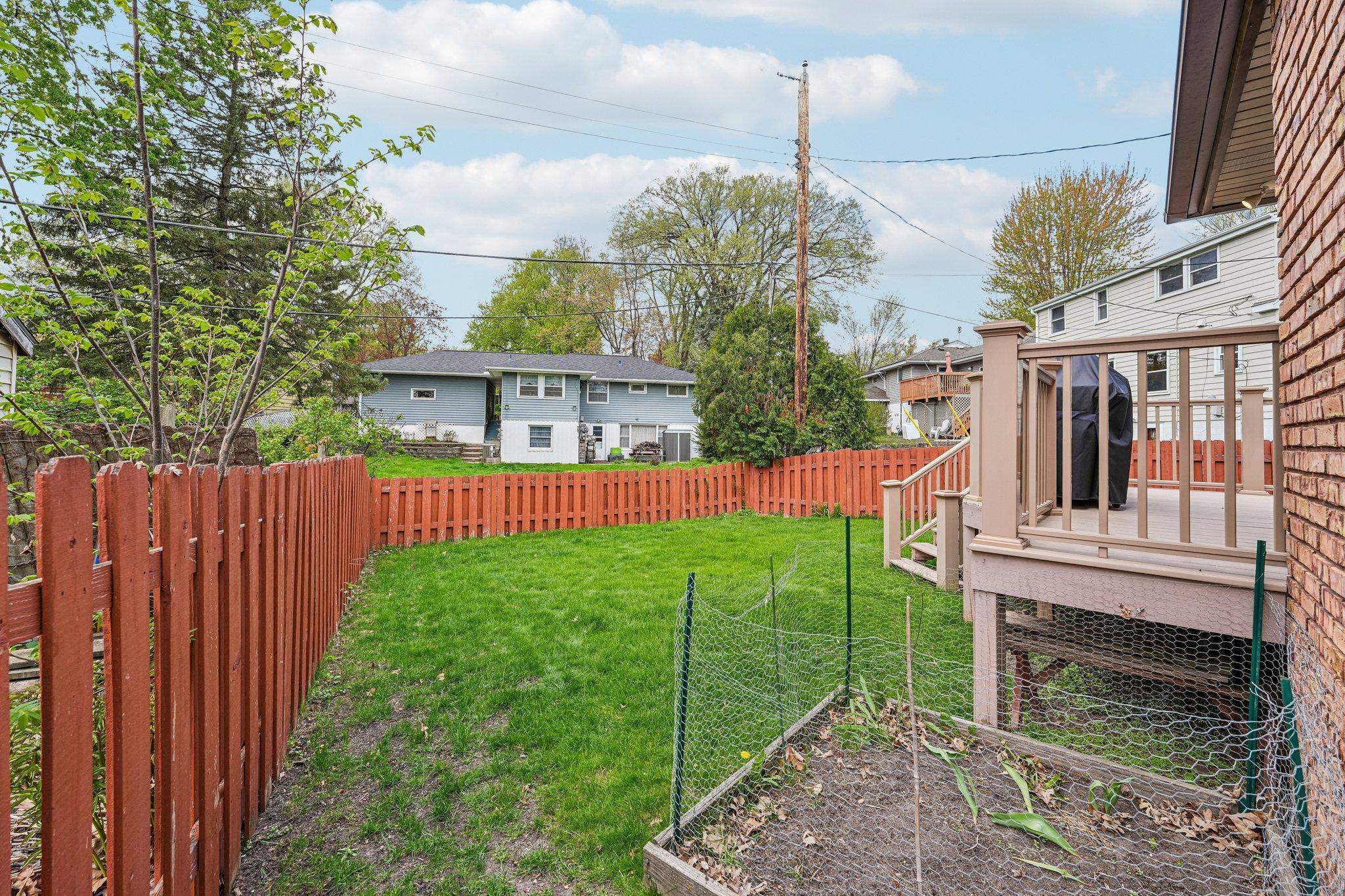Fully fenced in backyard