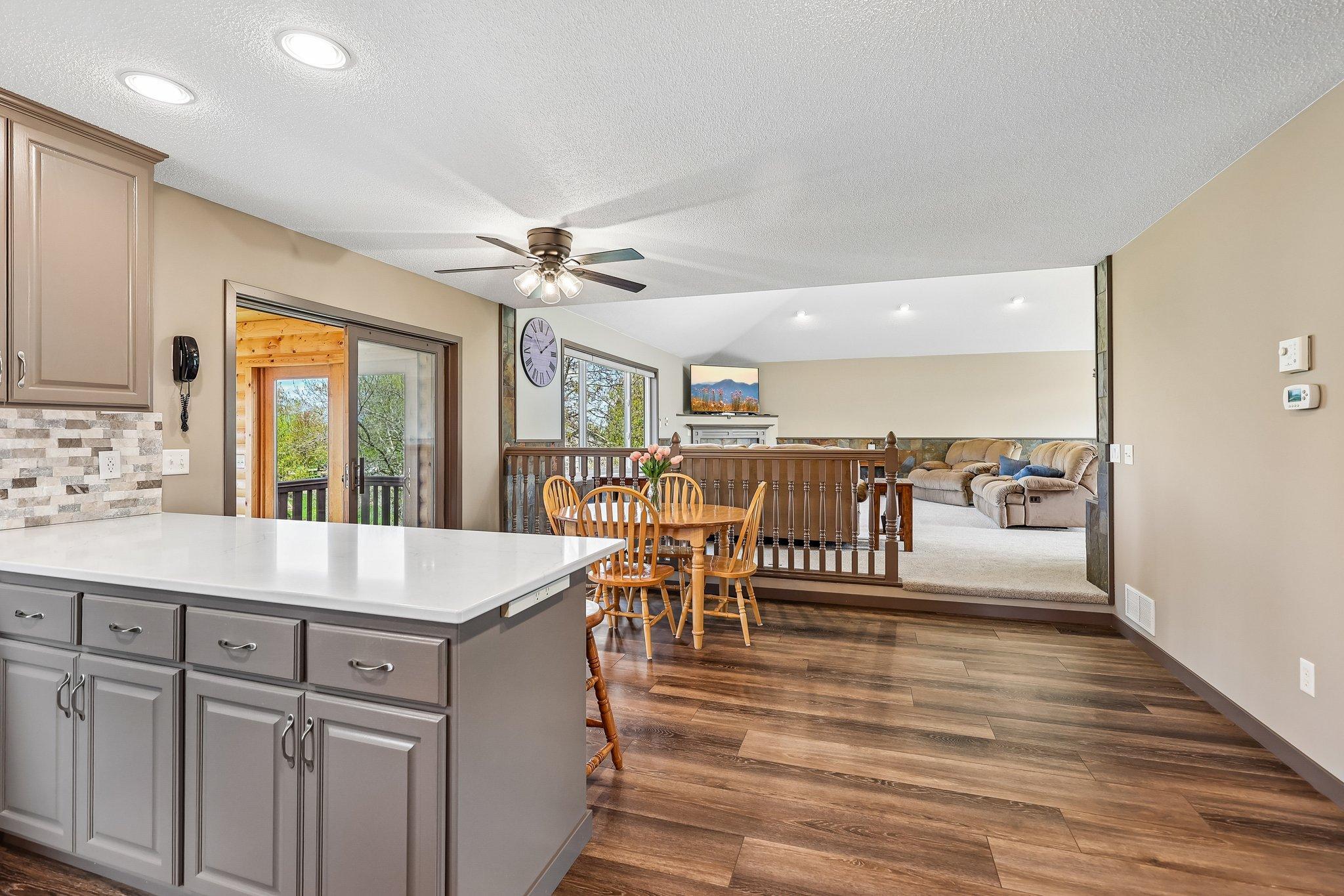 Kitchen to Dining Room, Porch and Living Room