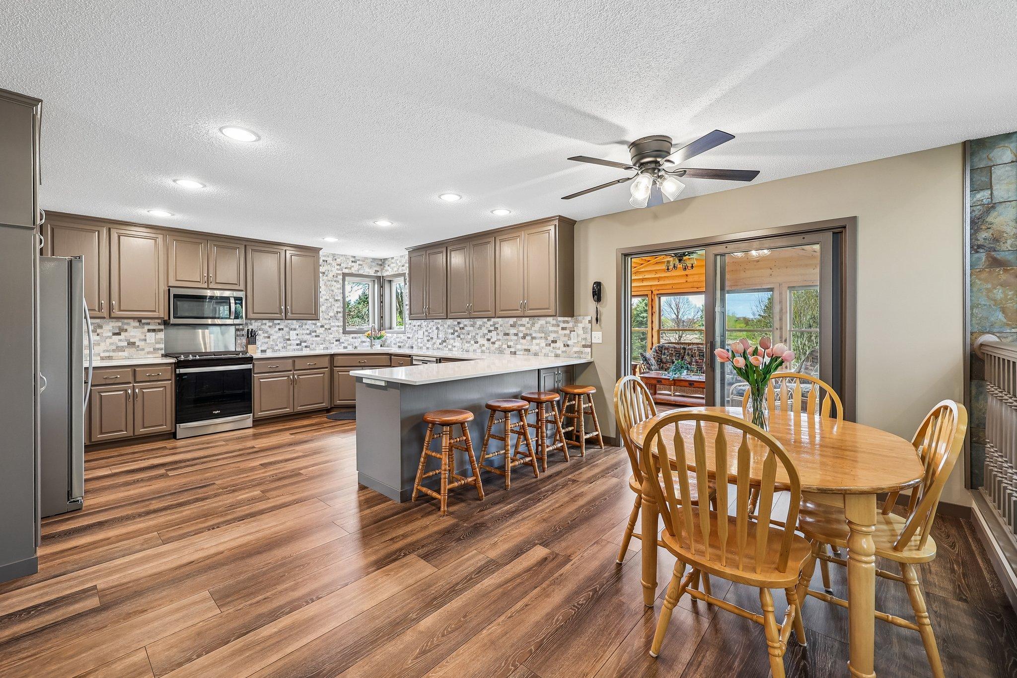 View of the Dining Area, Kitchen and Porch