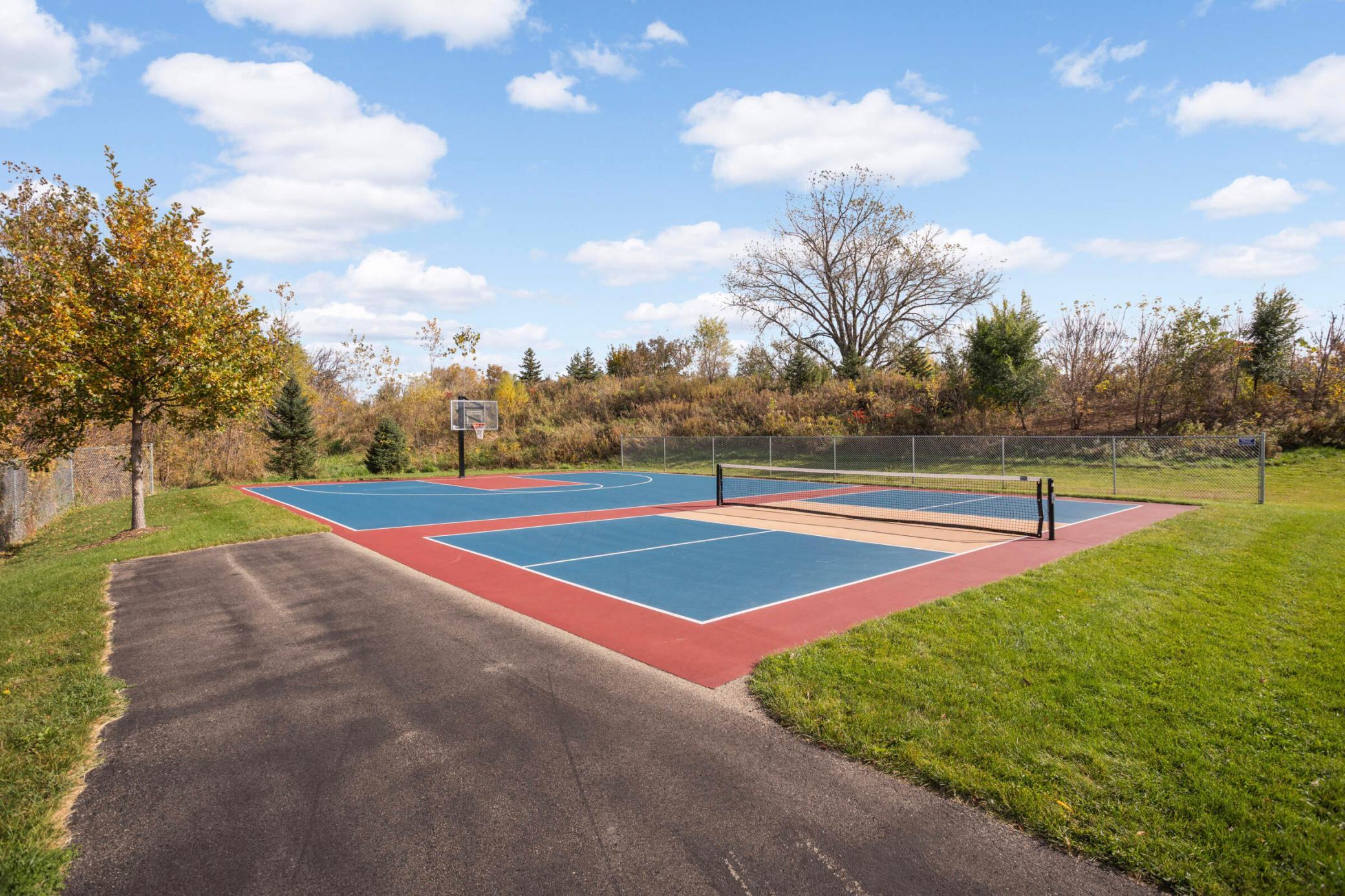 Neighborhood pickleball/tennis and basketball court