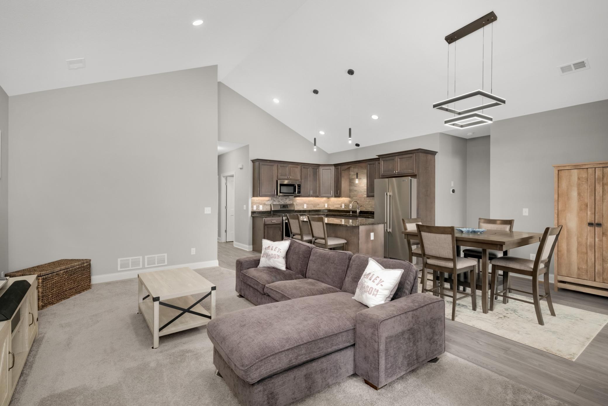 Inviting open layout with vaulted ceiling