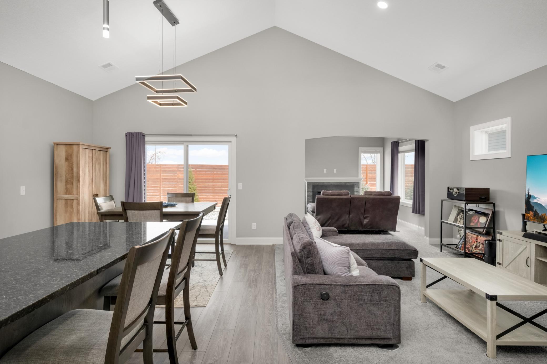 Inviting open layout with vaulted ceiling