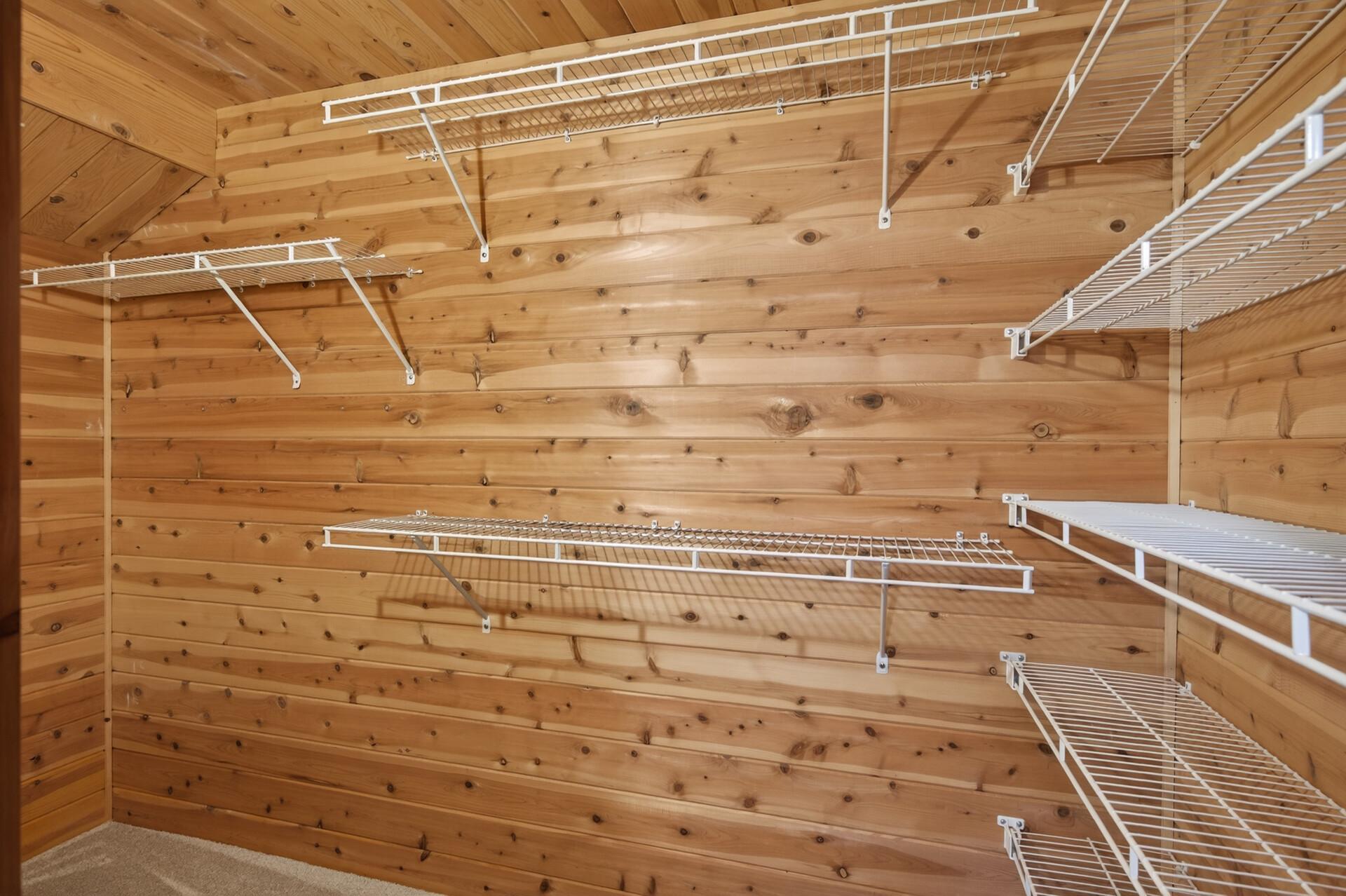 Season cedar lined closet in lower level.