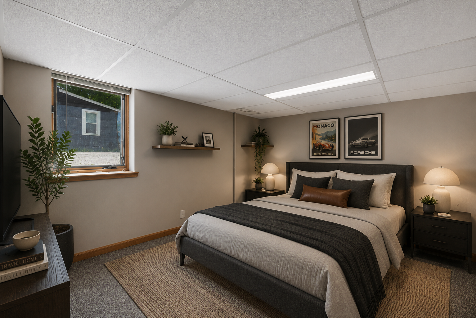 Lower level bedroom - virtually staged
