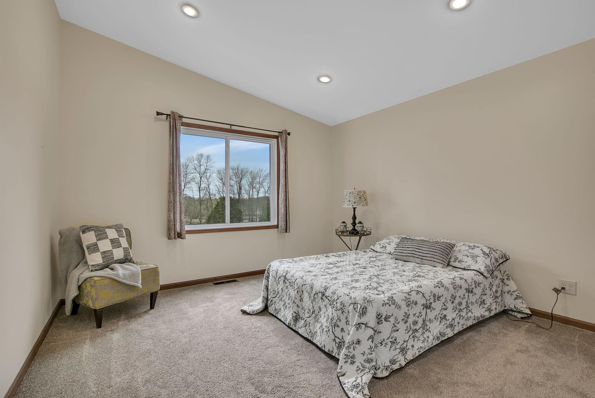 Primary bedroom with Sauk River views