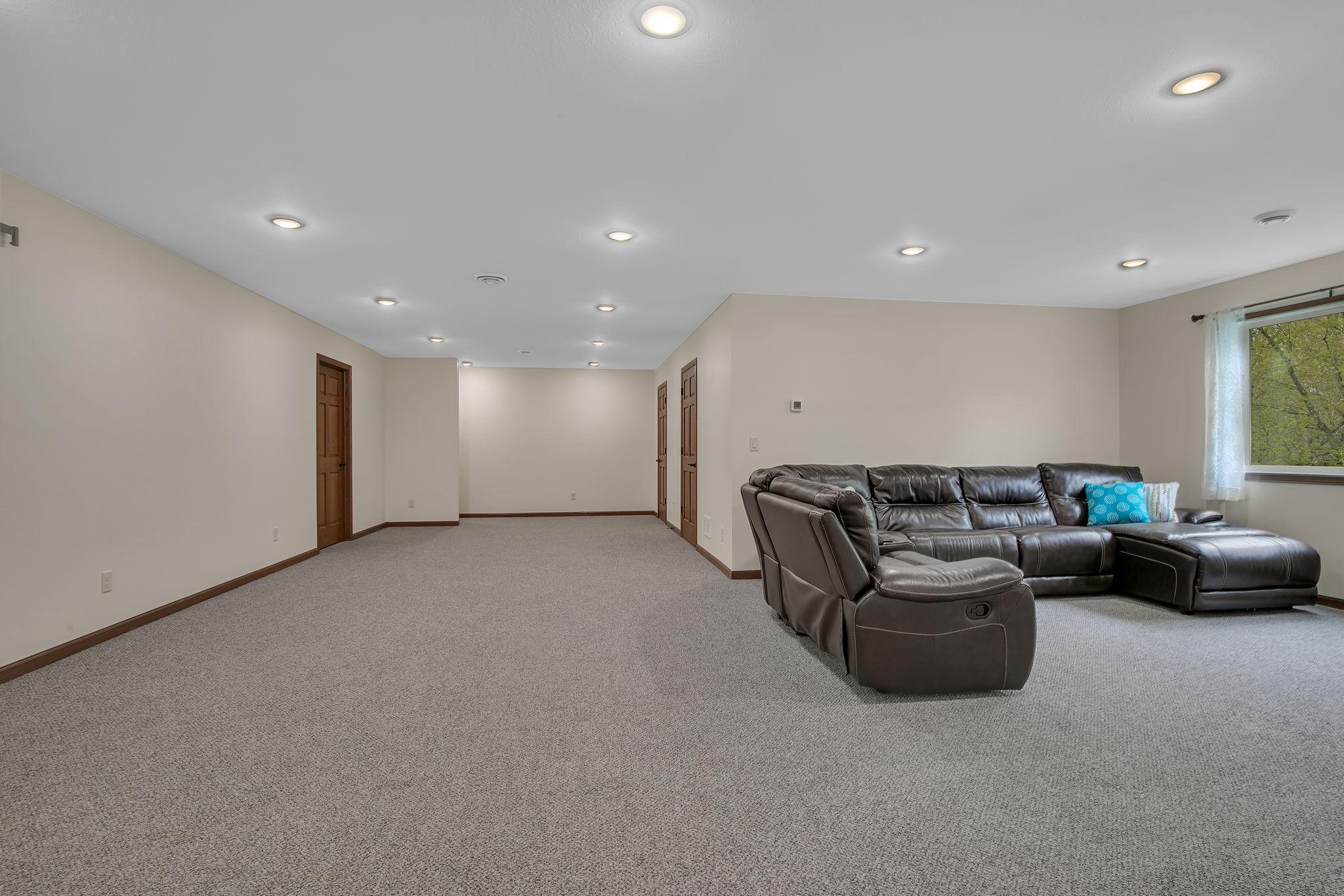 Large lower level family room