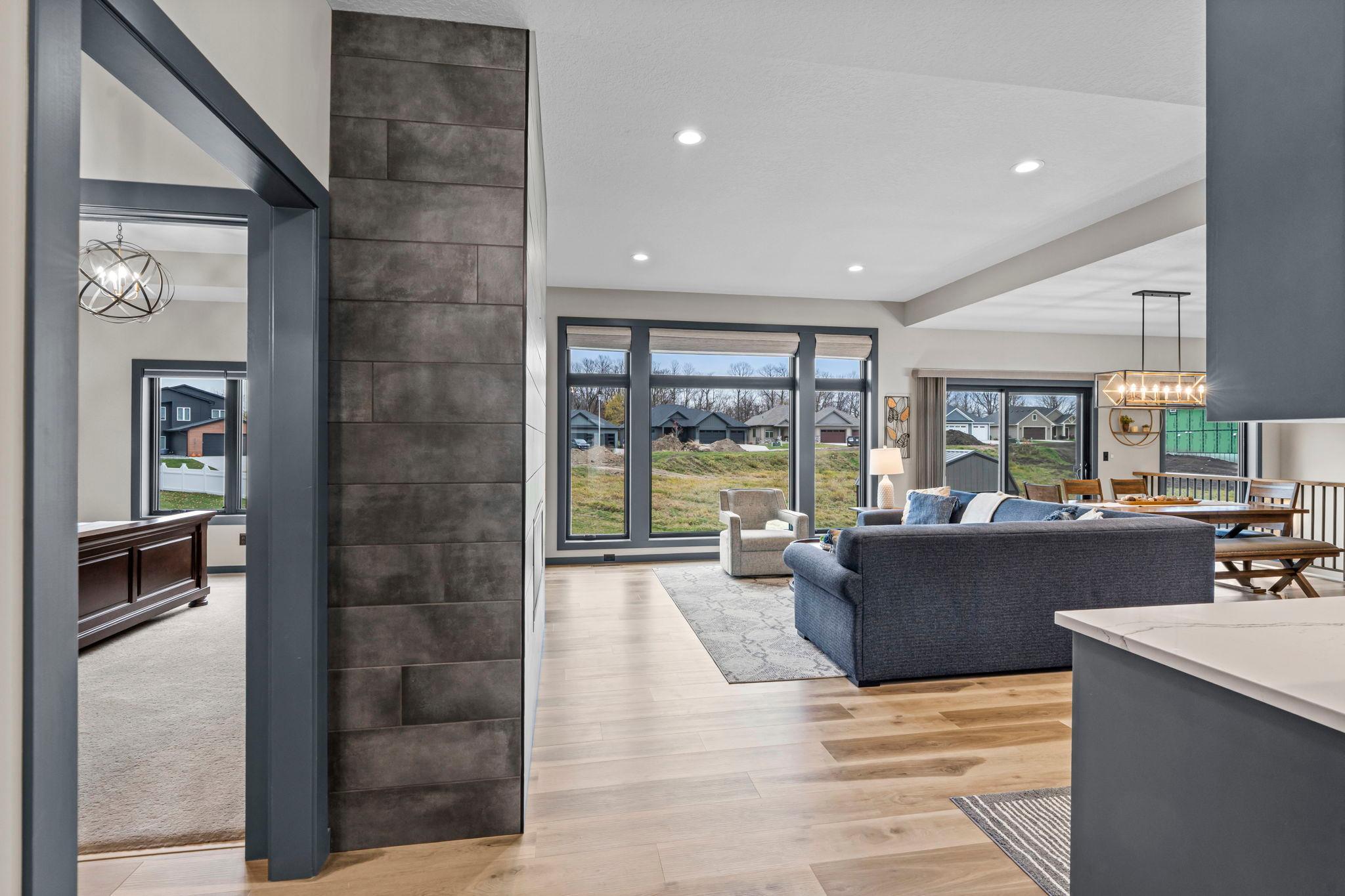 Main level opens to the living room & primary bedroom