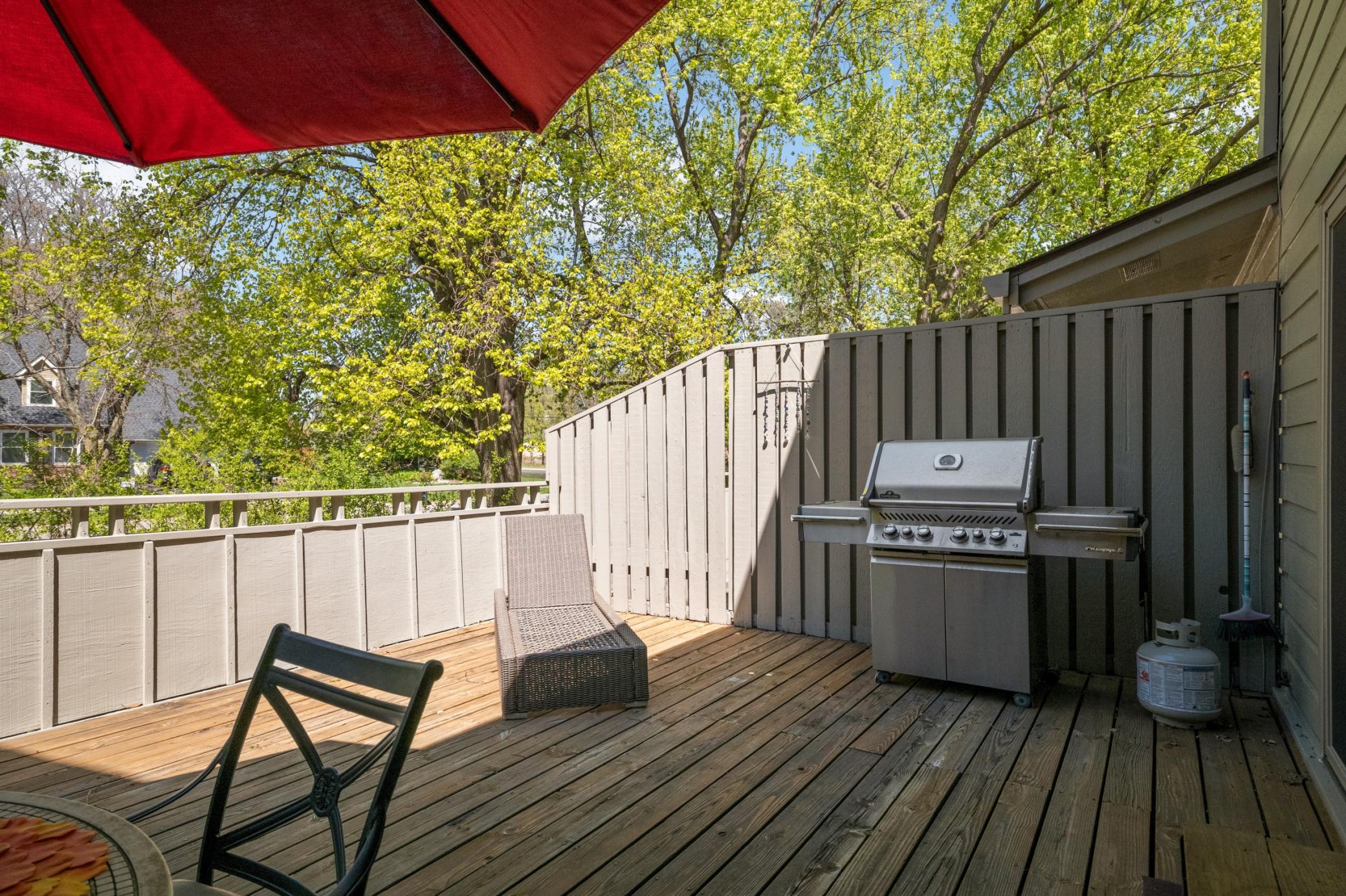 The deck is right off the living room and feels like an extension of the living spaces.