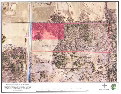 33.7 acres, solid red area is retained by seller