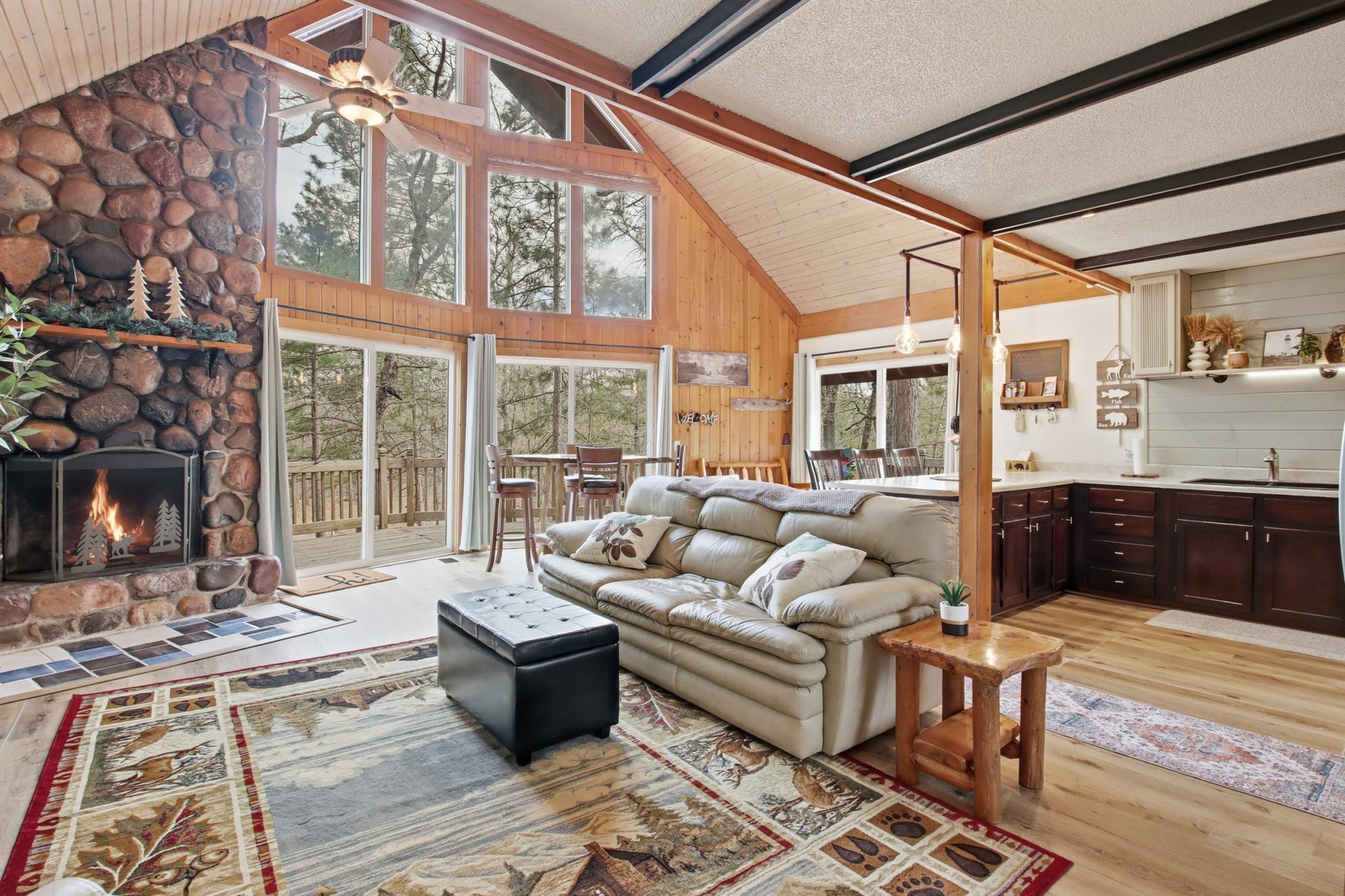 Vinyl Plank floors accent the living space. There is so much character here.