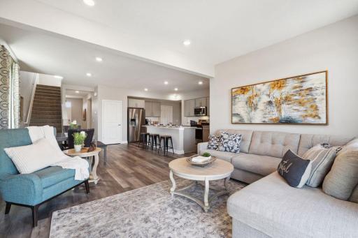 Open living and dining.