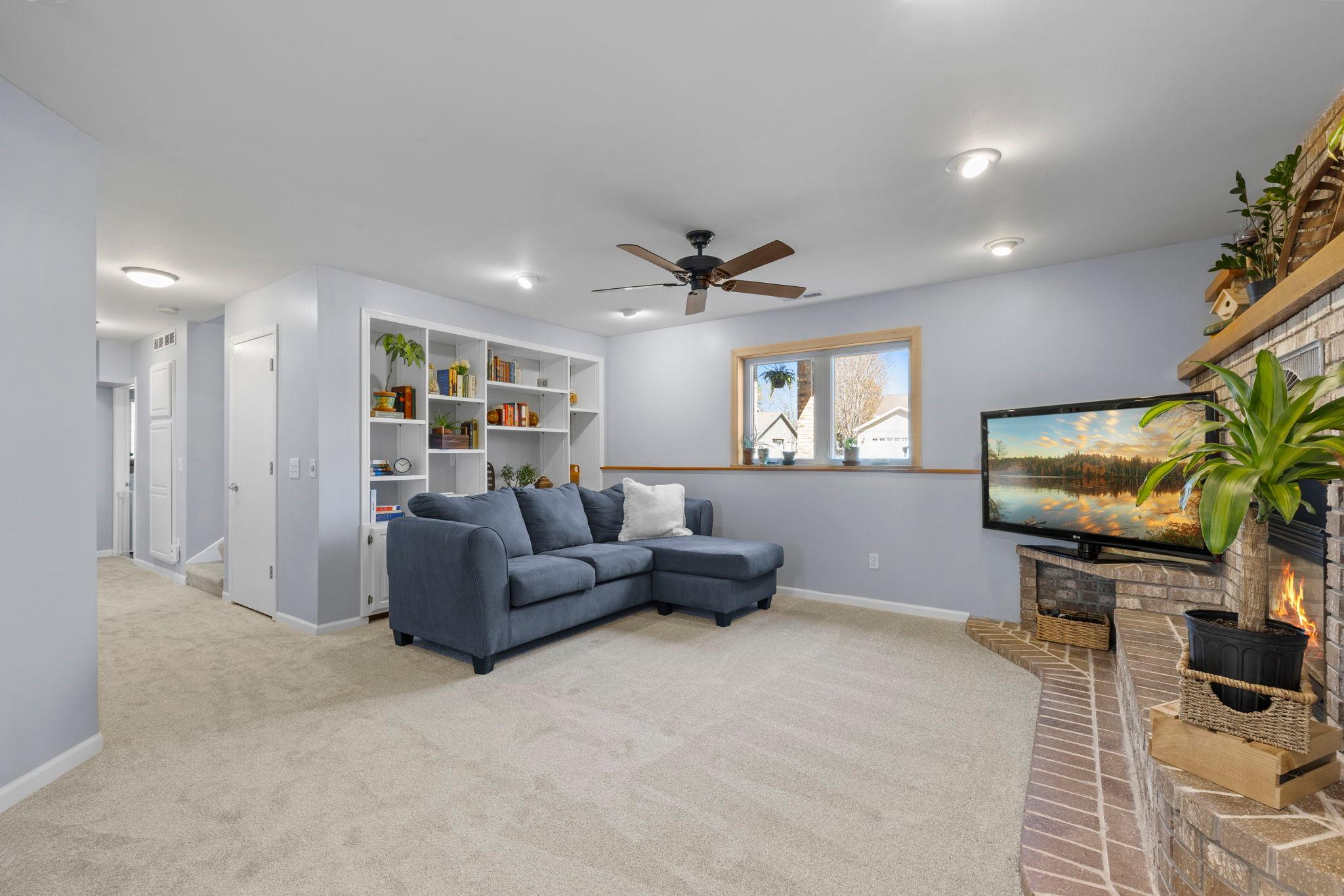 A full wall of built-ins adds both character and storage.
