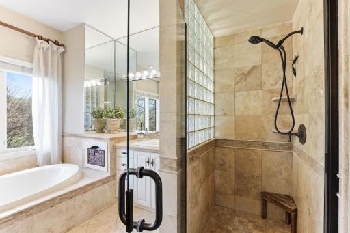 Beautifully designed separate tub and shower, creating a relaxing, spa-like experience.