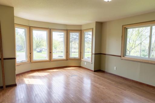 Living room with beautiful windows facing south