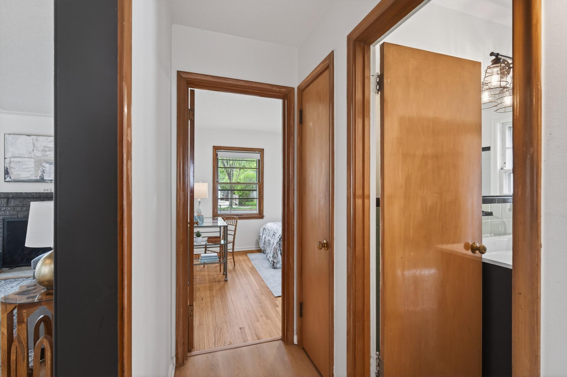 The main floor bedrooms and bath