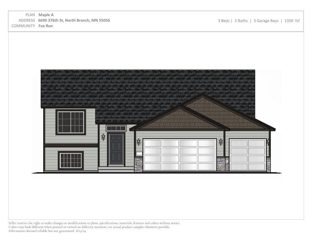 Exterior Color Package. Photos and renderings may not depict actual plan, materials, & finishes may vary. All measurements are approximate.