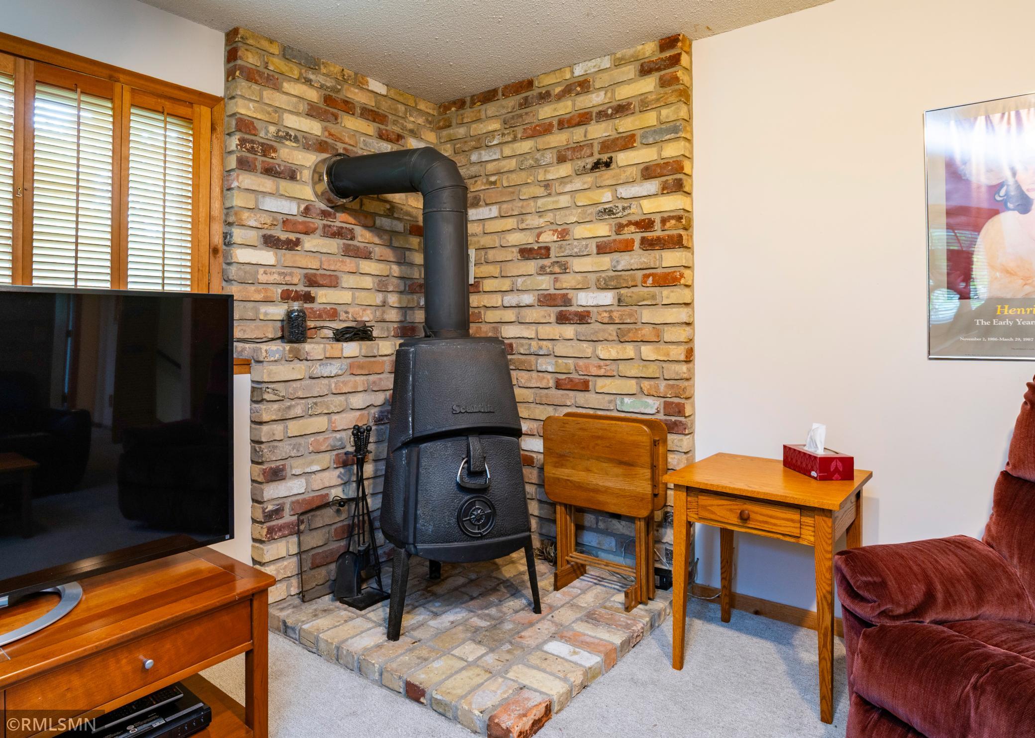 Family room woodstove.