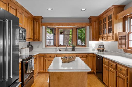 Large kitchen with generous counterspace and storage