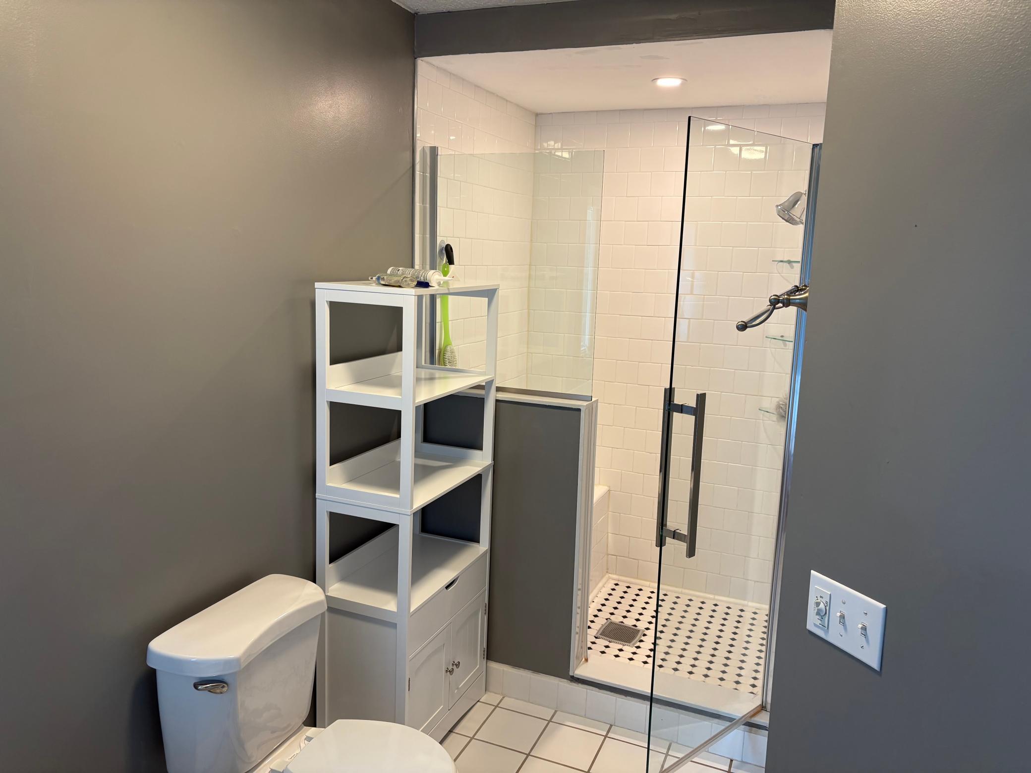 Sizable tiled shower