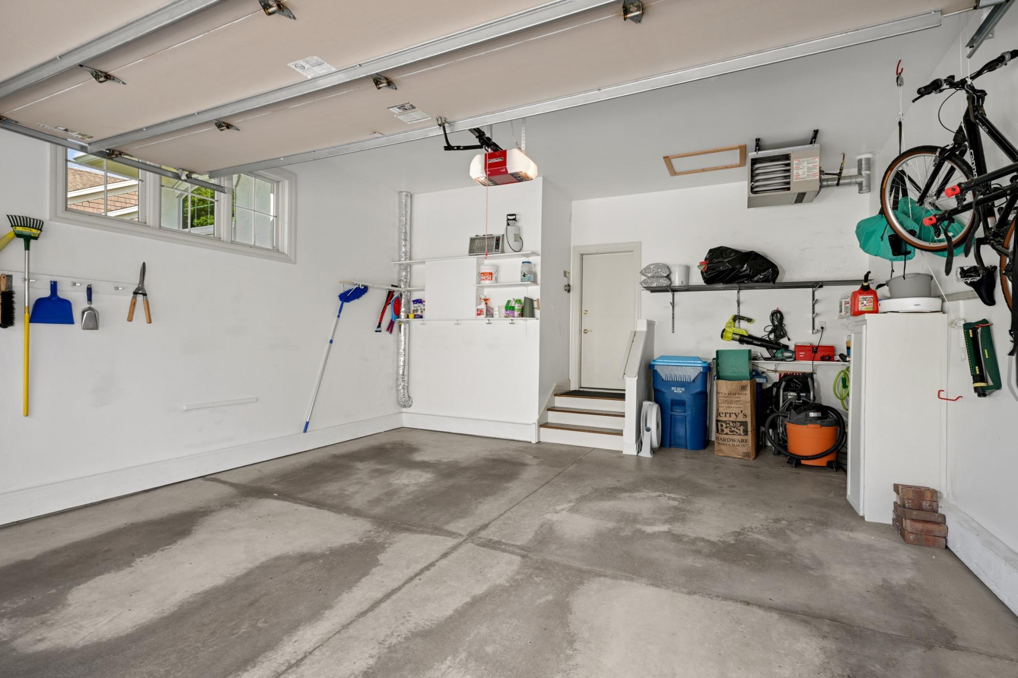 The attached garage is finished and heated and has a water spicket